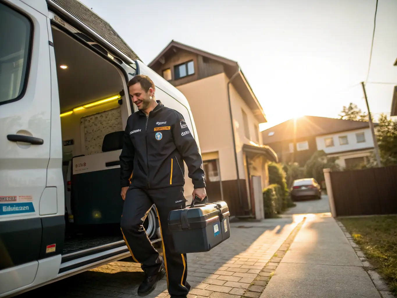 MKTM Contracting technician arriving at a residential home for service in St. Louis, MO